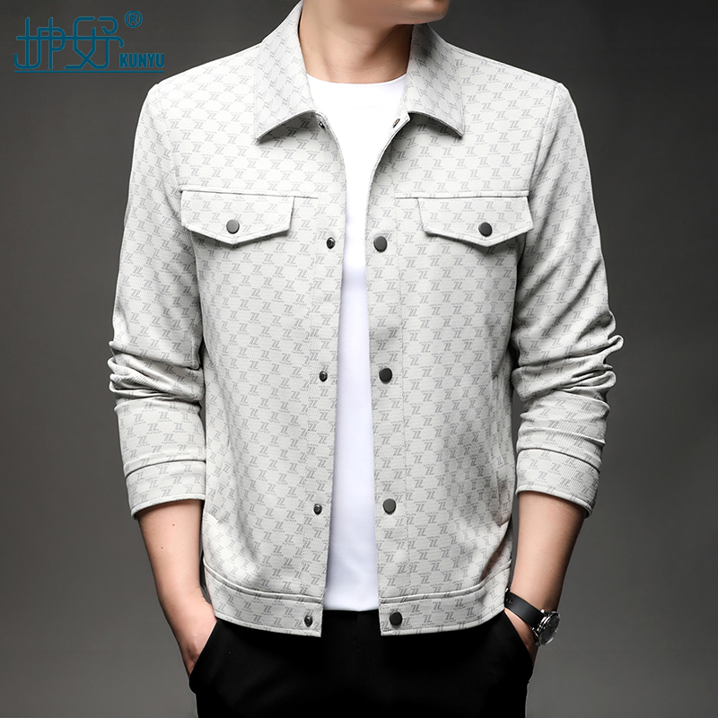 坤妤春季新品男士夹克翻领单排扣高品质商务休闲成熟男春秋款外套