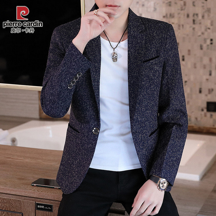 皮尔卡丹西服男士爆款2025新款韩版修身潮流春秋季商务休闲小西装