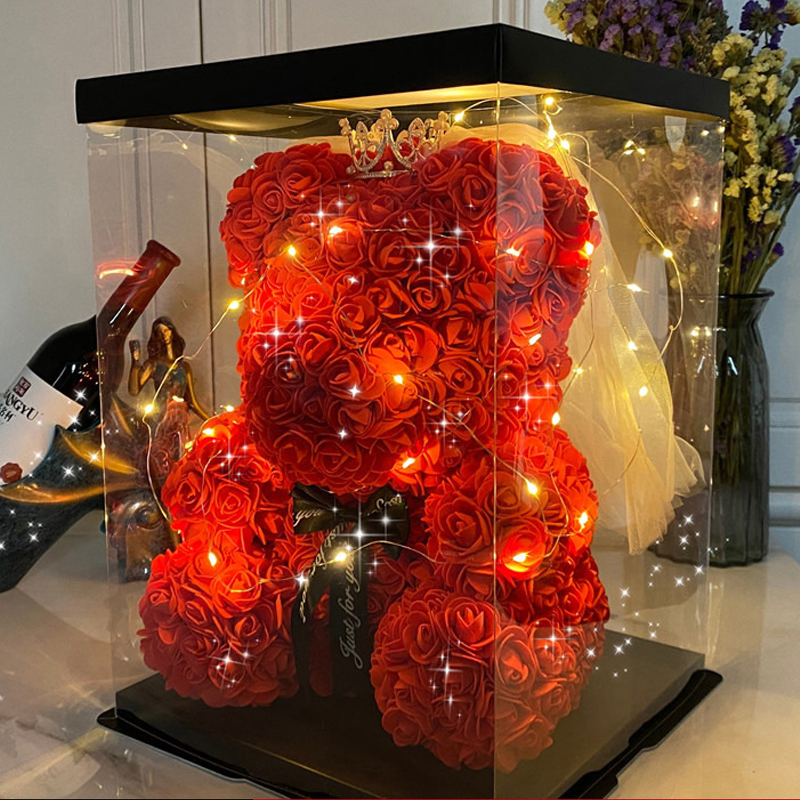 玫瑰永生花熊生日礼物送女朋友老婆闺蜜女生圣诞节告白惊喜浪漫