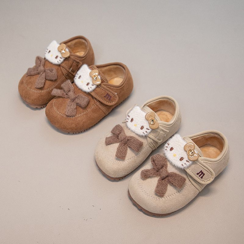 女童皮鞋勃肯鞋2025秋冬爆款儿童二棉鞋软底公主鞋女宝加绒豆豆鞋