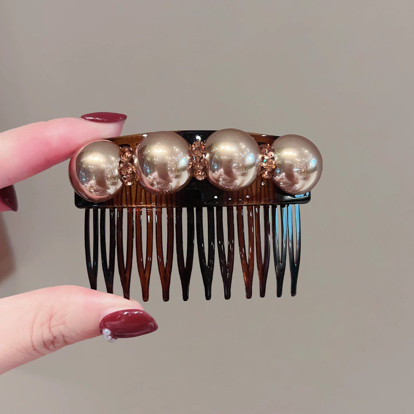 高级感大珍珠发梳女2025新款防滑插梳碎发刘海发卡简约百搭发钗