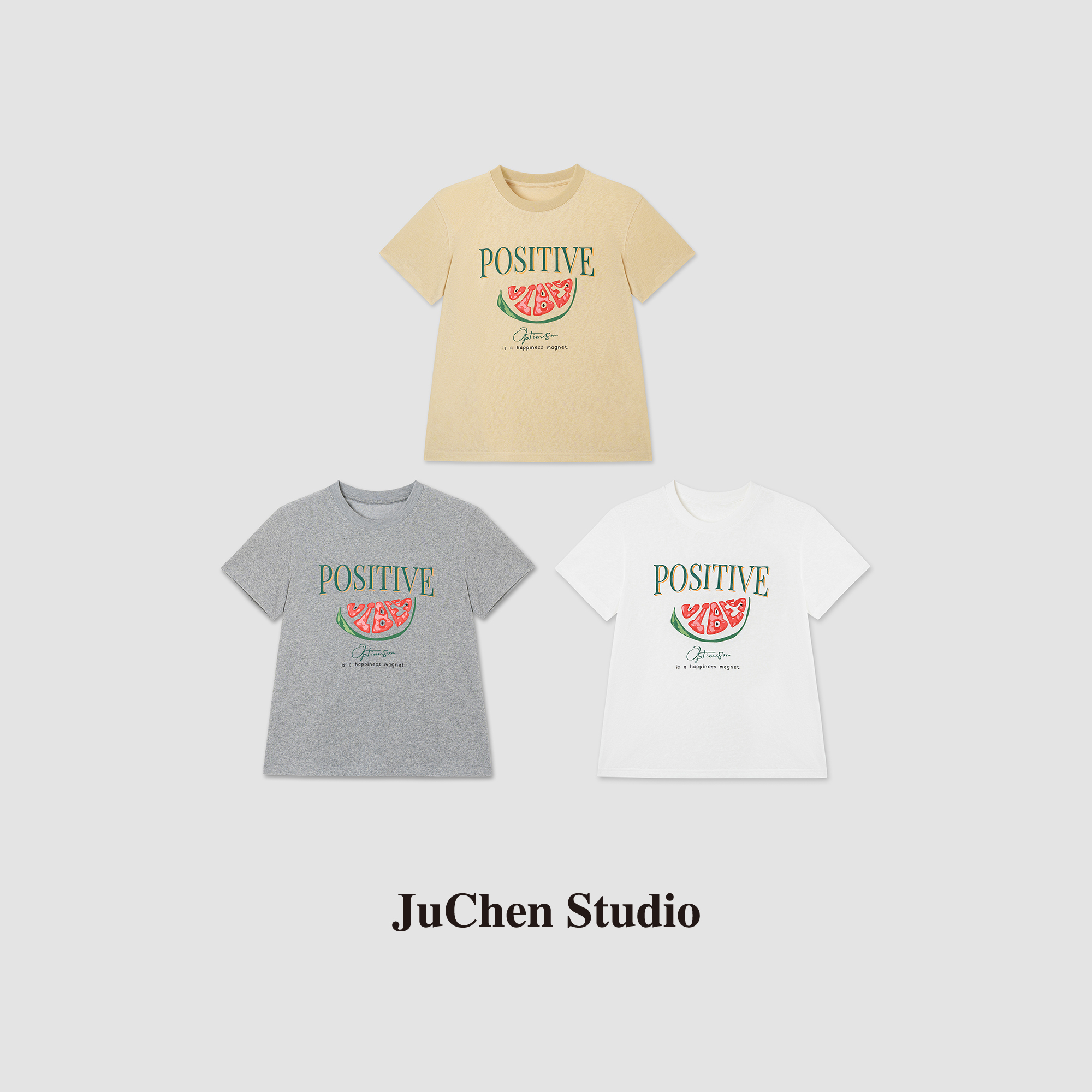 夏日多巴胺西瓜字母印花百搭休闲圆领短袖T恤 SS103014-131