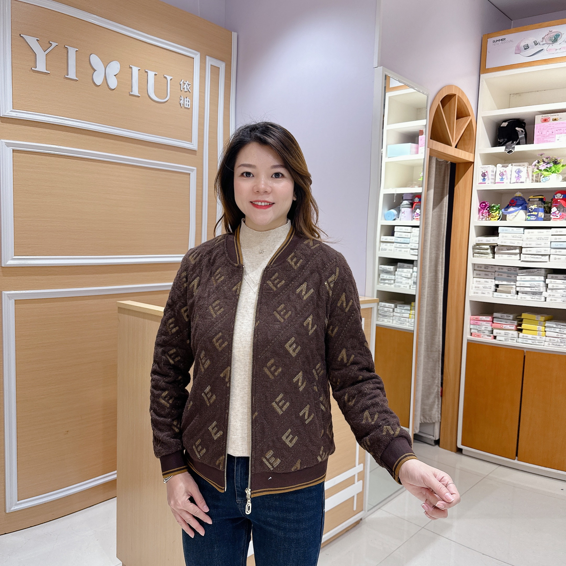 高档妈妈装外套6-25661女士秋冬百搭时尚拉链短外套加厚