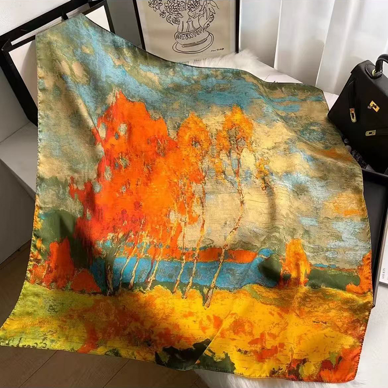 [白桦林]90*90丽景缎丝巾气质时尚百搭大方优雅2025年