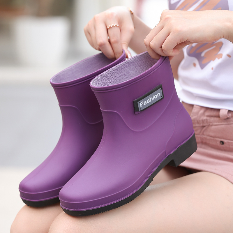 女士雨鞋爆款短筒保暖防水时尚防滑水鞋胶鞋厨房洗车水靴雨靴加绒