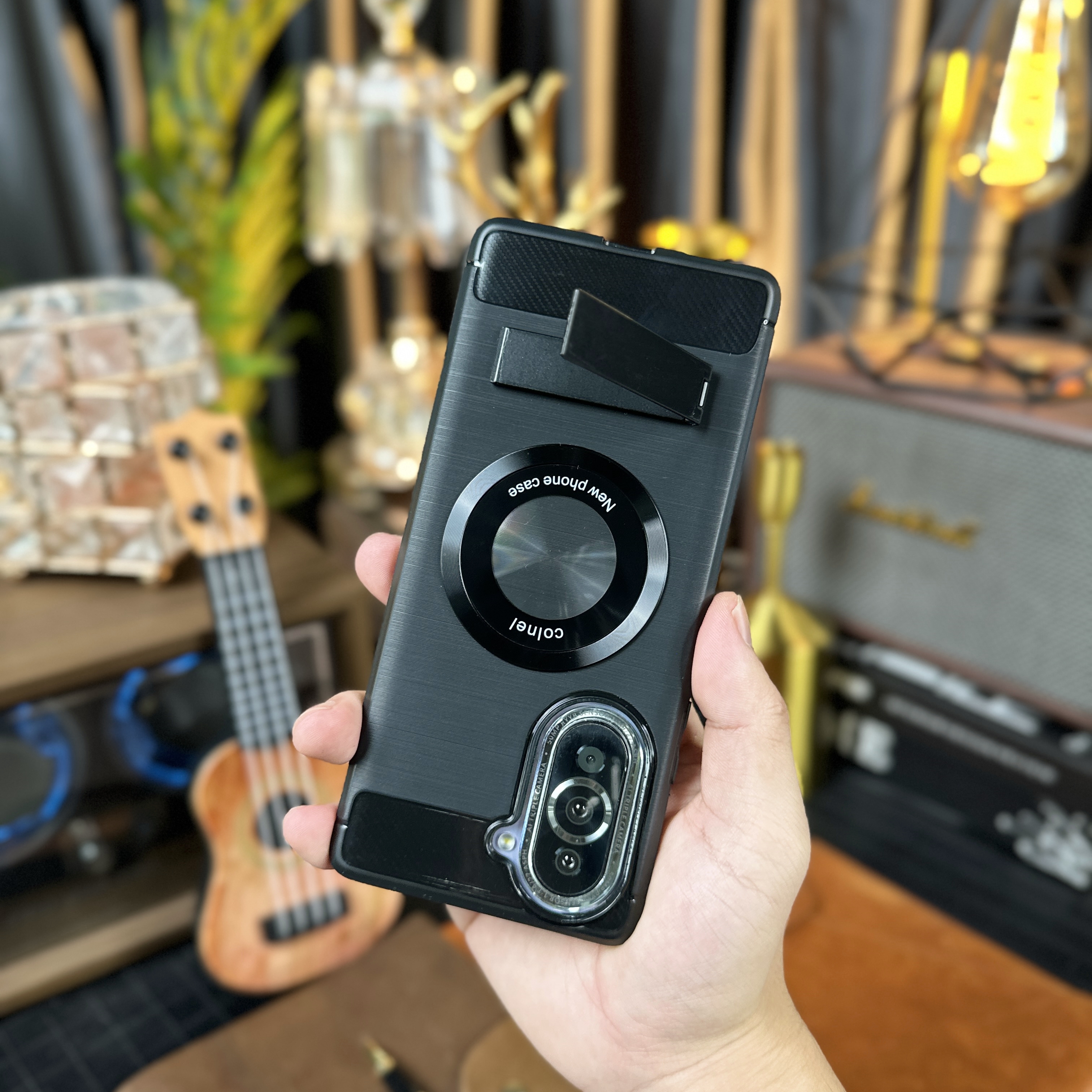 【碳纤维拉丝纹+金属一字支架】适用于华为Nova10手机壳防摔