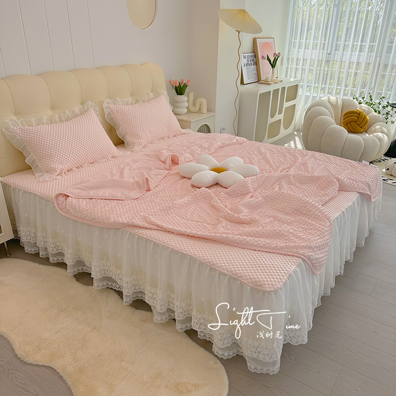 【A类母婴级】冰豆豆凉席三件套仙女风床裙款软凉席空调席可水洗