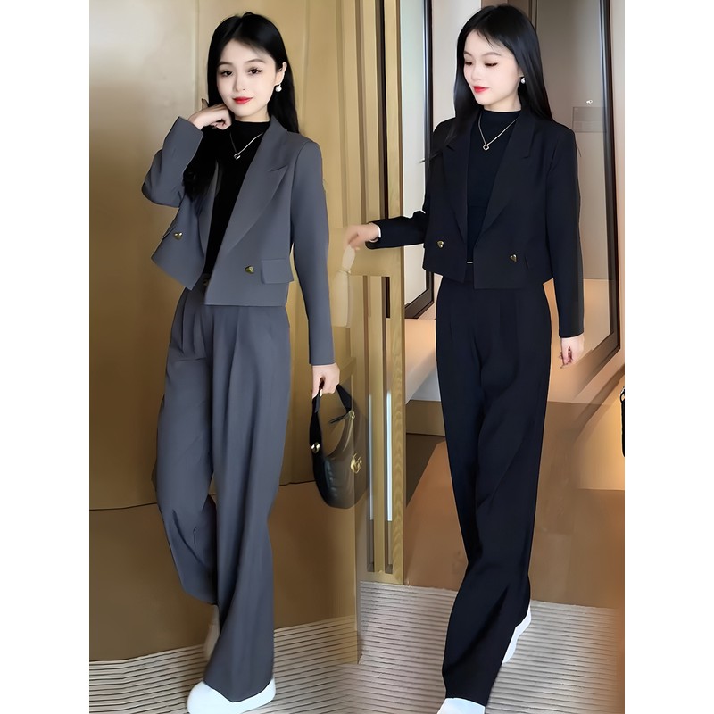 TOUCHMISS高级感时尚套装女秋洋气显瘦短款西服外套阔腿裤两件套