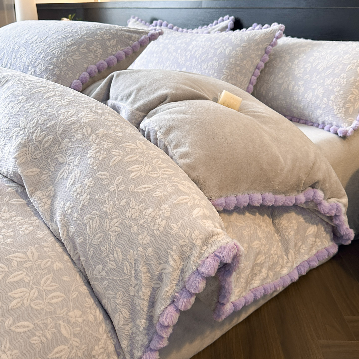 A类烂花牛奶绒加厚床上四件套冬季雕花珊瑚法兰绒床单被套三件套4