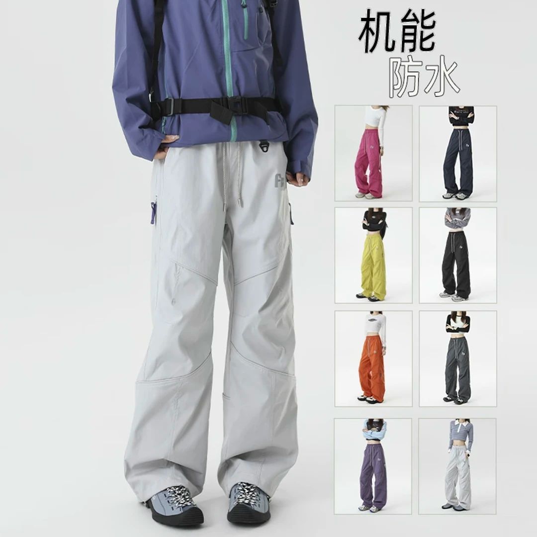 秋季三防解构机能冲锋裤男女潮牌印花户外登山裤宽松美式休闲长裤