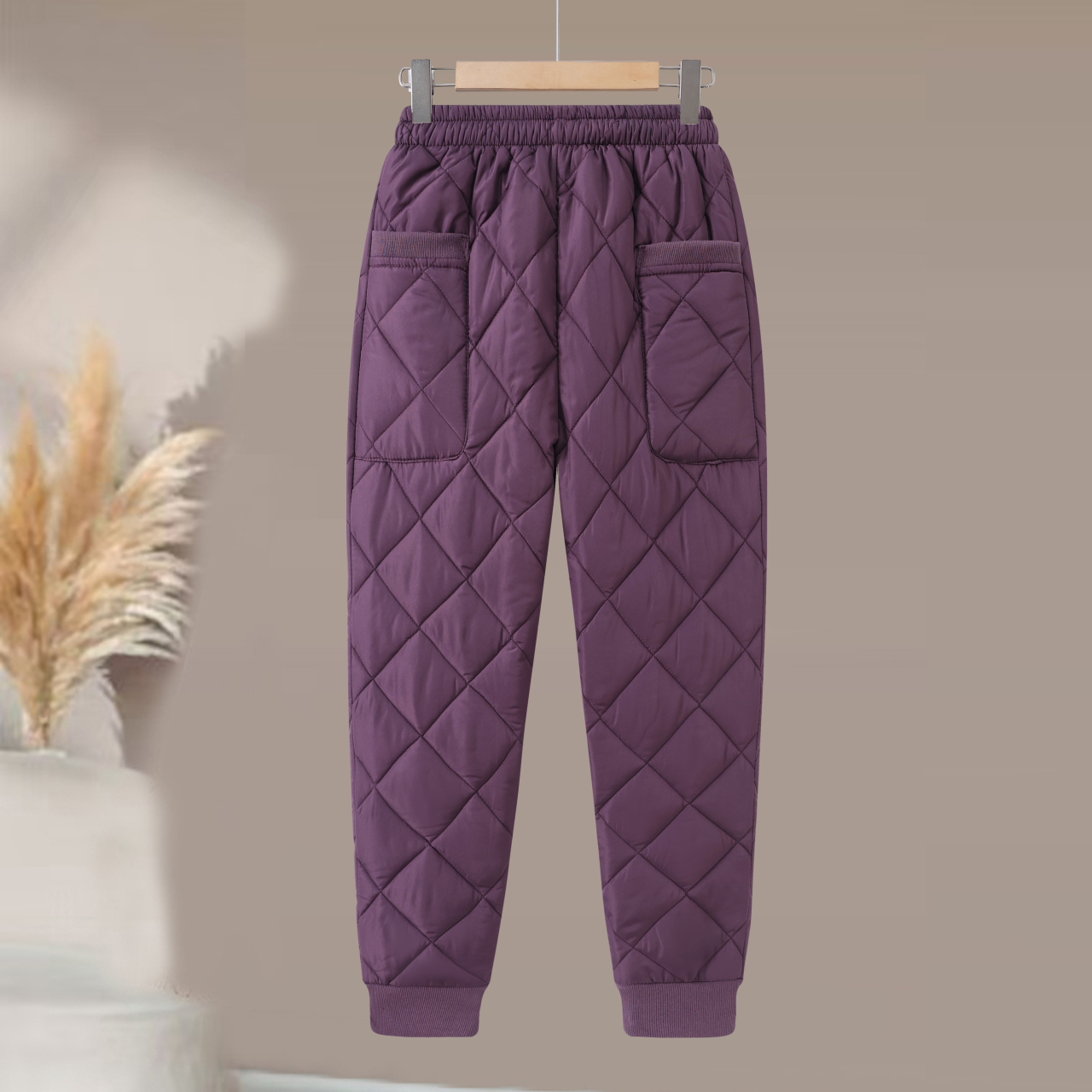 厚款拼接微弹高腰棉裤新款冬季夹棉加大码加肥老人长裤