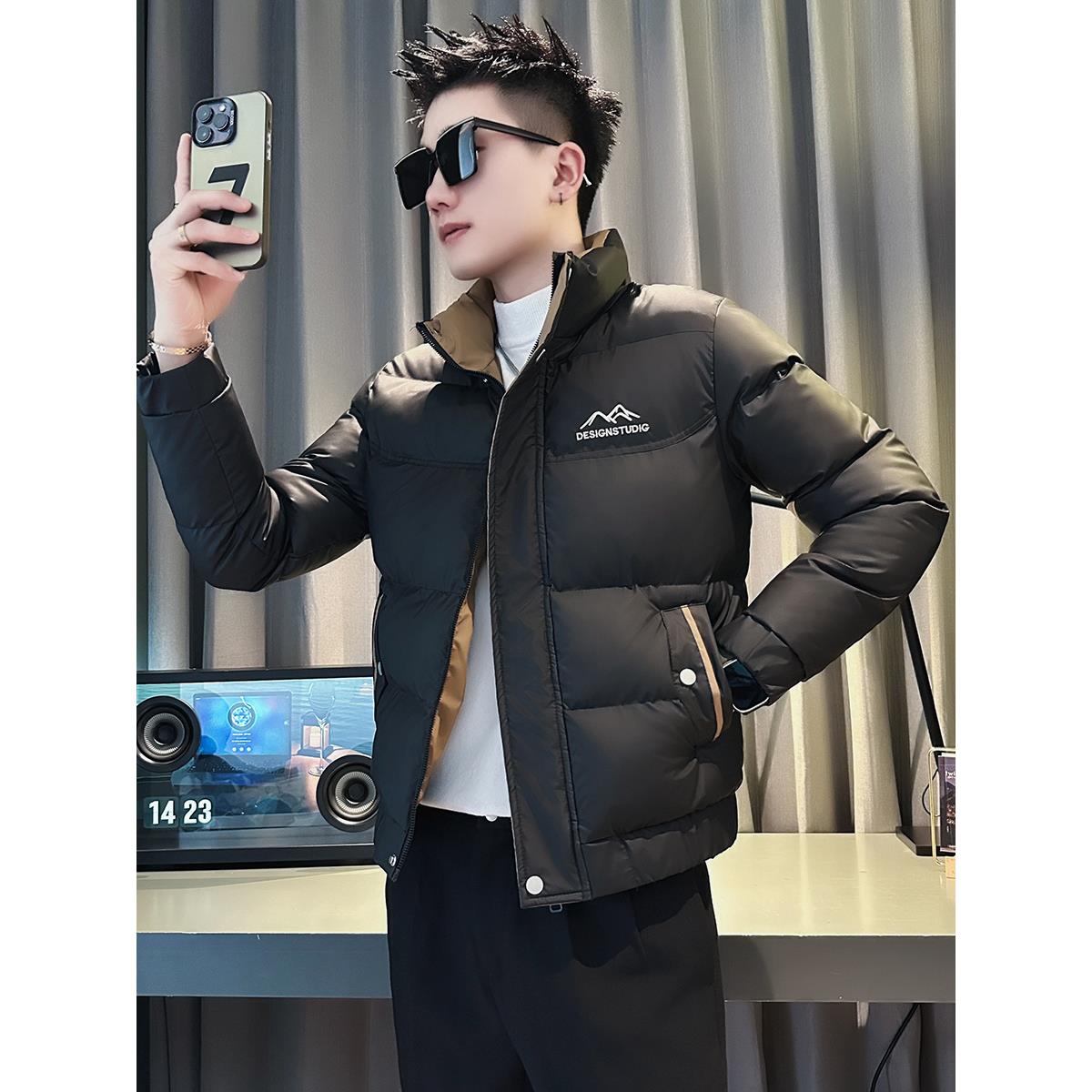 彪博经典羽绒服冬季修身加厚棉质外衣新款短款棉质外衣帅气外套