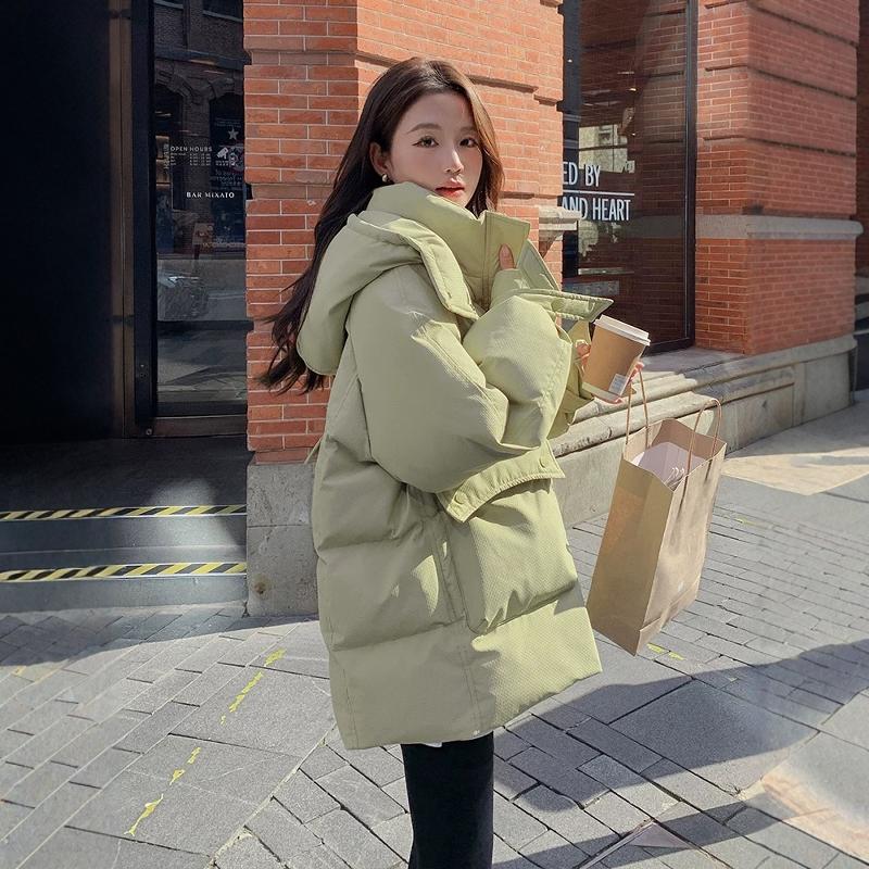 新款洋气冬季棉衣外套棉服学院风服女短款小个子连帽面包加厚棉袄