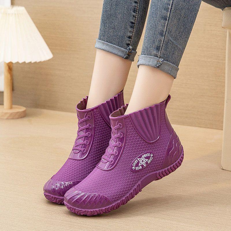 百搭低帮水鞋女士防滑防水胶鞋新款时尚雨鞋冬季加绒保暖雨靴中筒