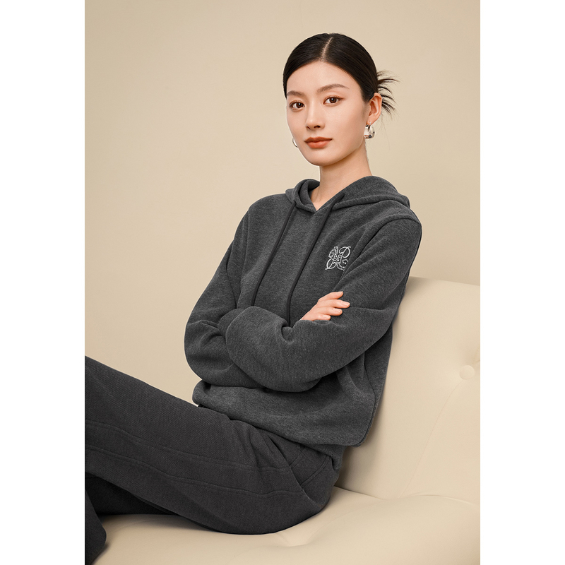 敦奴25年秋款简约时尚休闲百搭连帽宽松显瘦加绒卫衣女FU332107