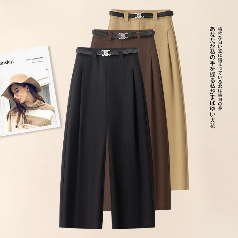 舒柔特抗皱高腰显瘦宽松风琴裤女2025秋季新款今年流行的爆款裤子