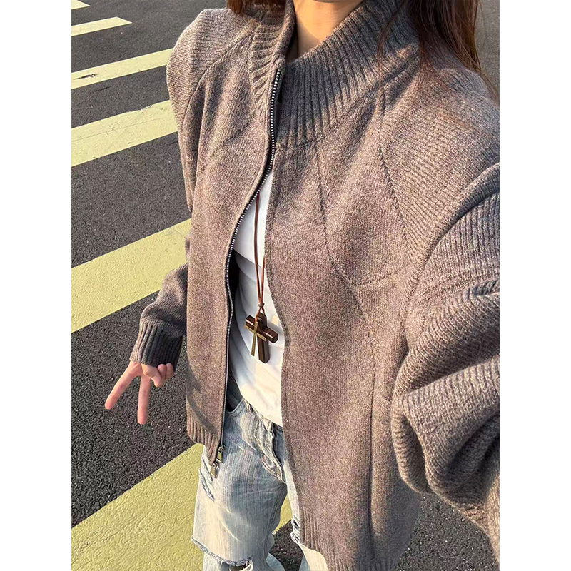 美式半高领开衫毛衣男款秋季叠穿内搭打底衫外套cleanfit针织衫潮