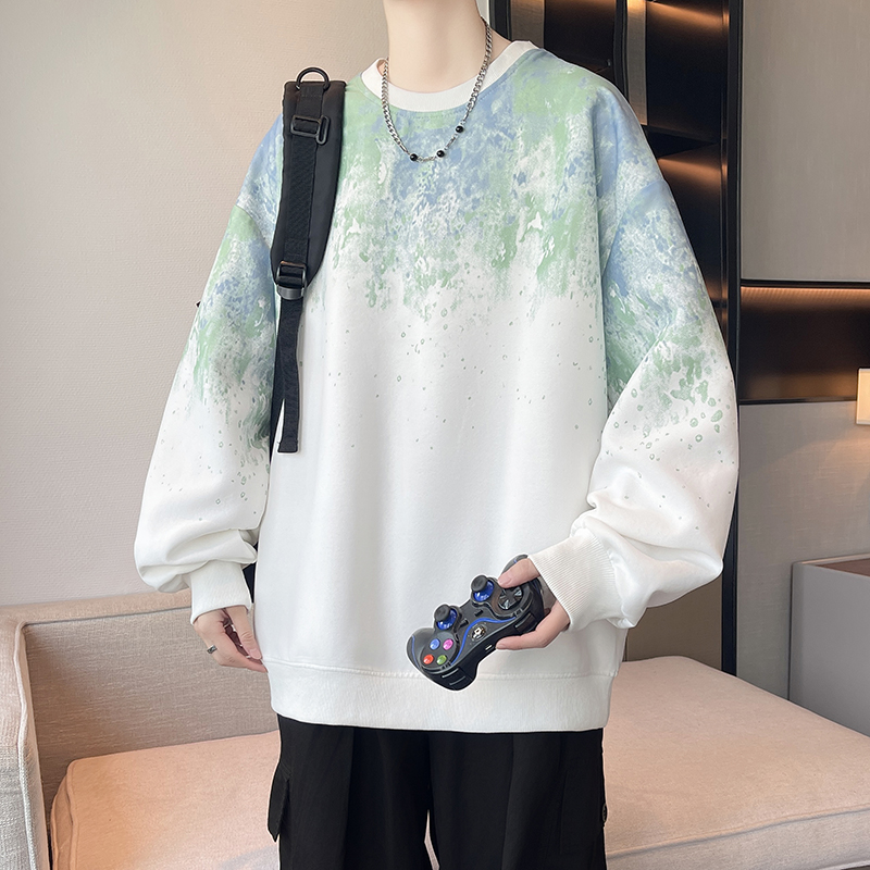 青少年秋季渐变男士卫衣学院风潮流百搭初中高中学生打底长袖T恤