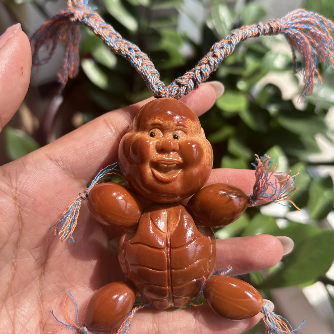 巴西橄榄核文玩人小人龟仙人富贵人王富贵手球手把件手持原 籽