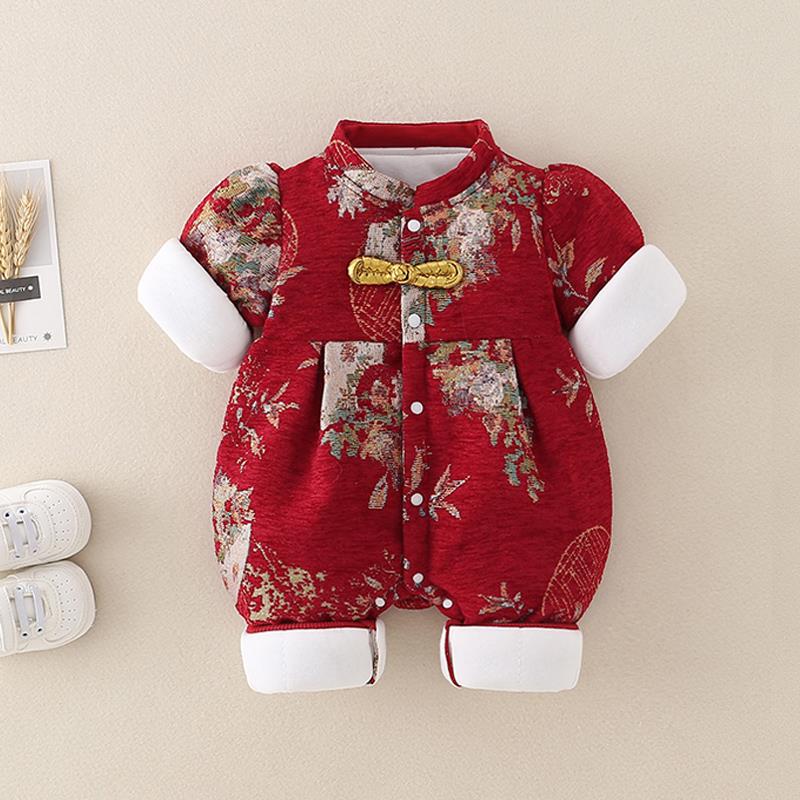 周岁女宝宝礼服冬装国风满月外出棉服百天婴儿衣服冬季公主拜年服