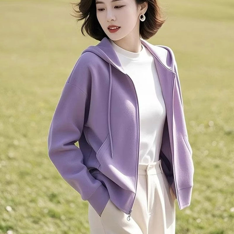 今年流行的超好看小个子休闲开衫连帽卫衣女短款外套2025新款上衣