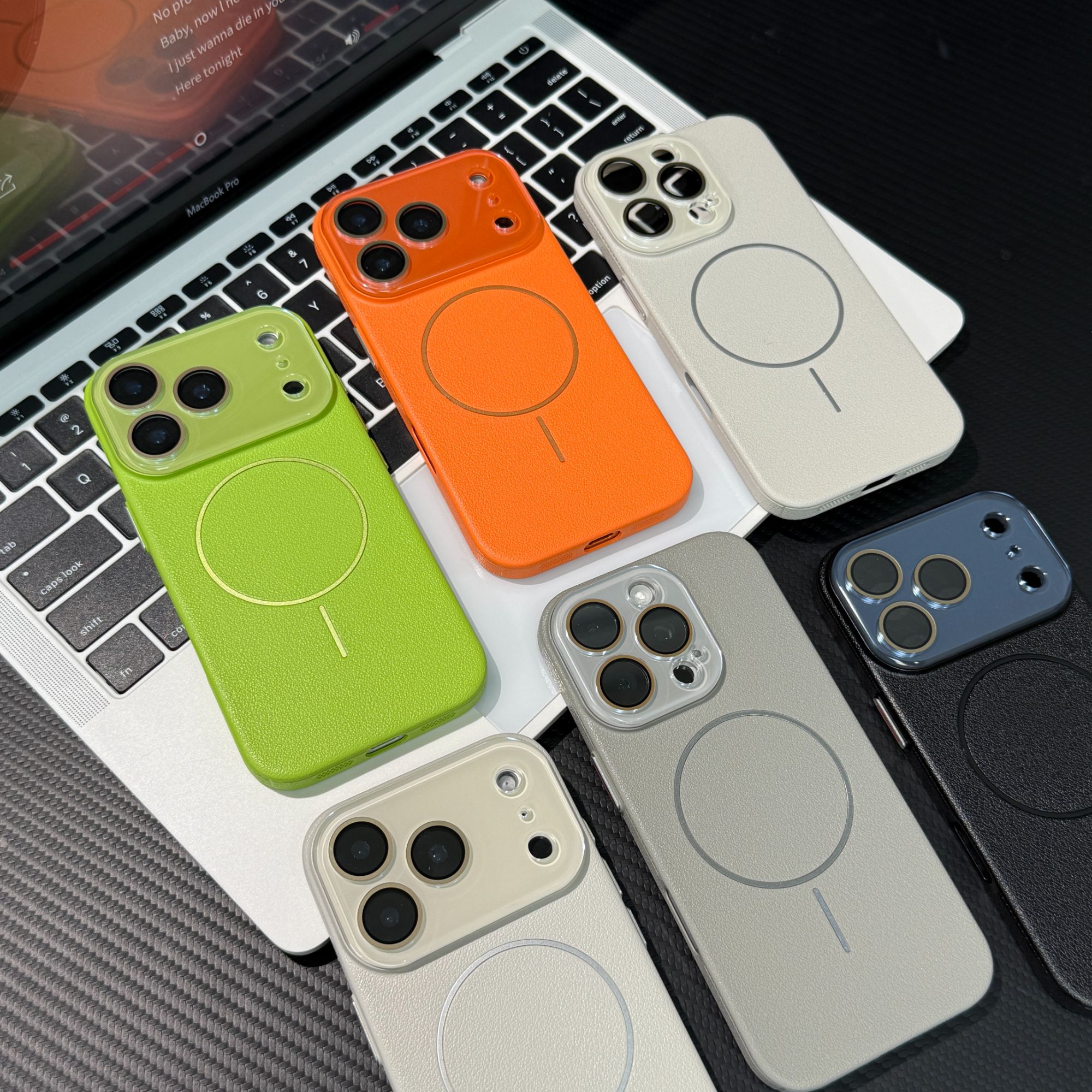 荔枝纹无线充PC壳适用iPhone17/16镜头膜手机壳苹果15/13磁吸14套