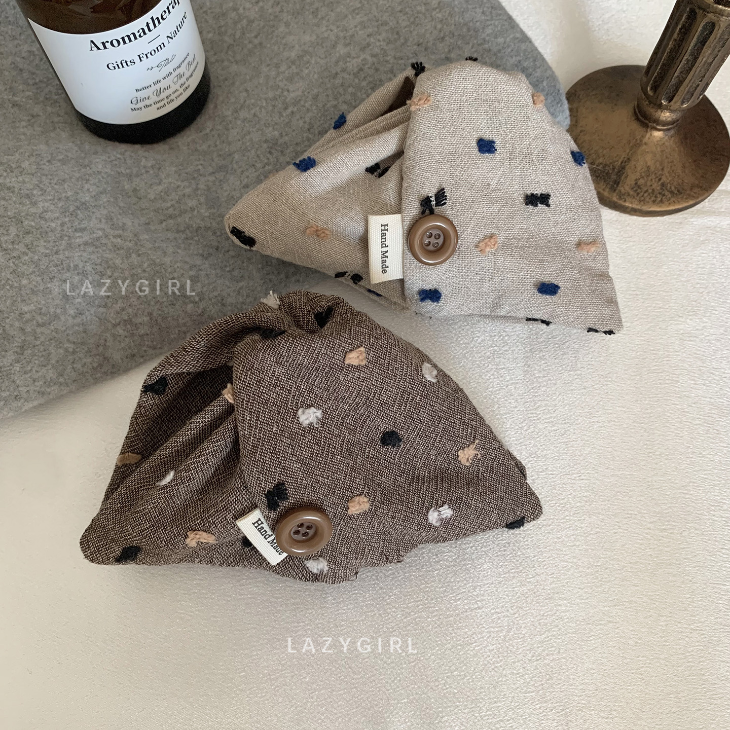 咖色系~布艺小众洋气点点发夹ins博主同款温柔百搭发饰高级感头饰