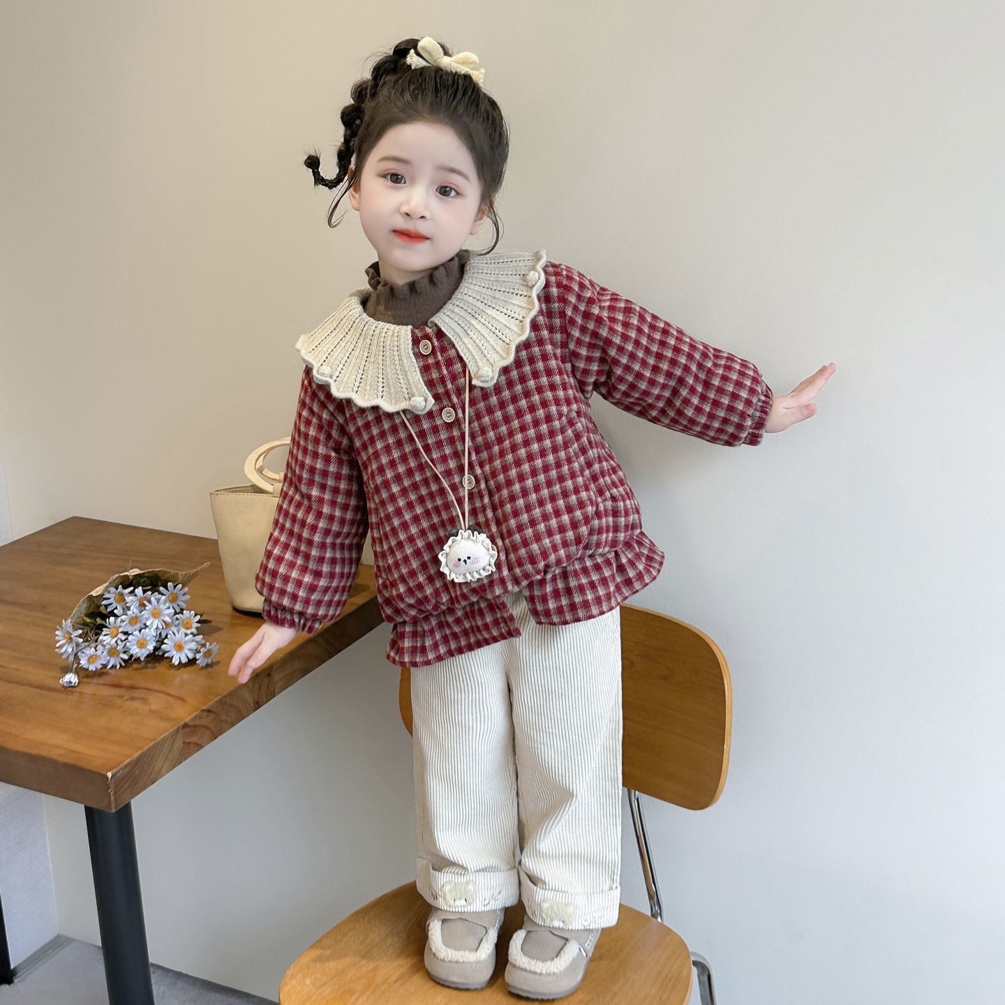 女童可爱格子外套2025新款儿童洋气韩版上衣潮流网红小众女孩衣服