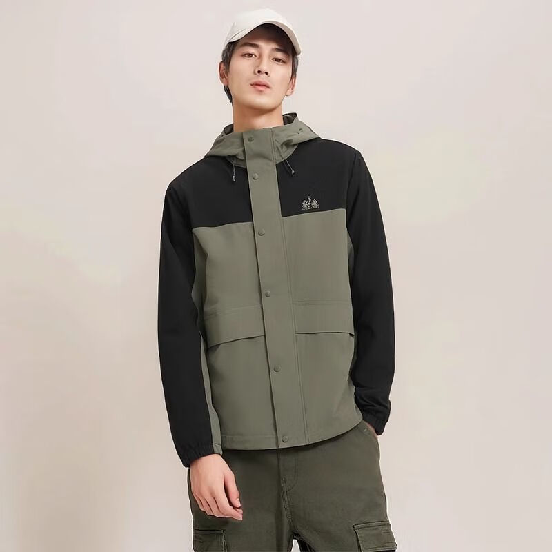 361°运动风衣男2025年秋季新款防风连帽单风衣宽松舒适运动外套