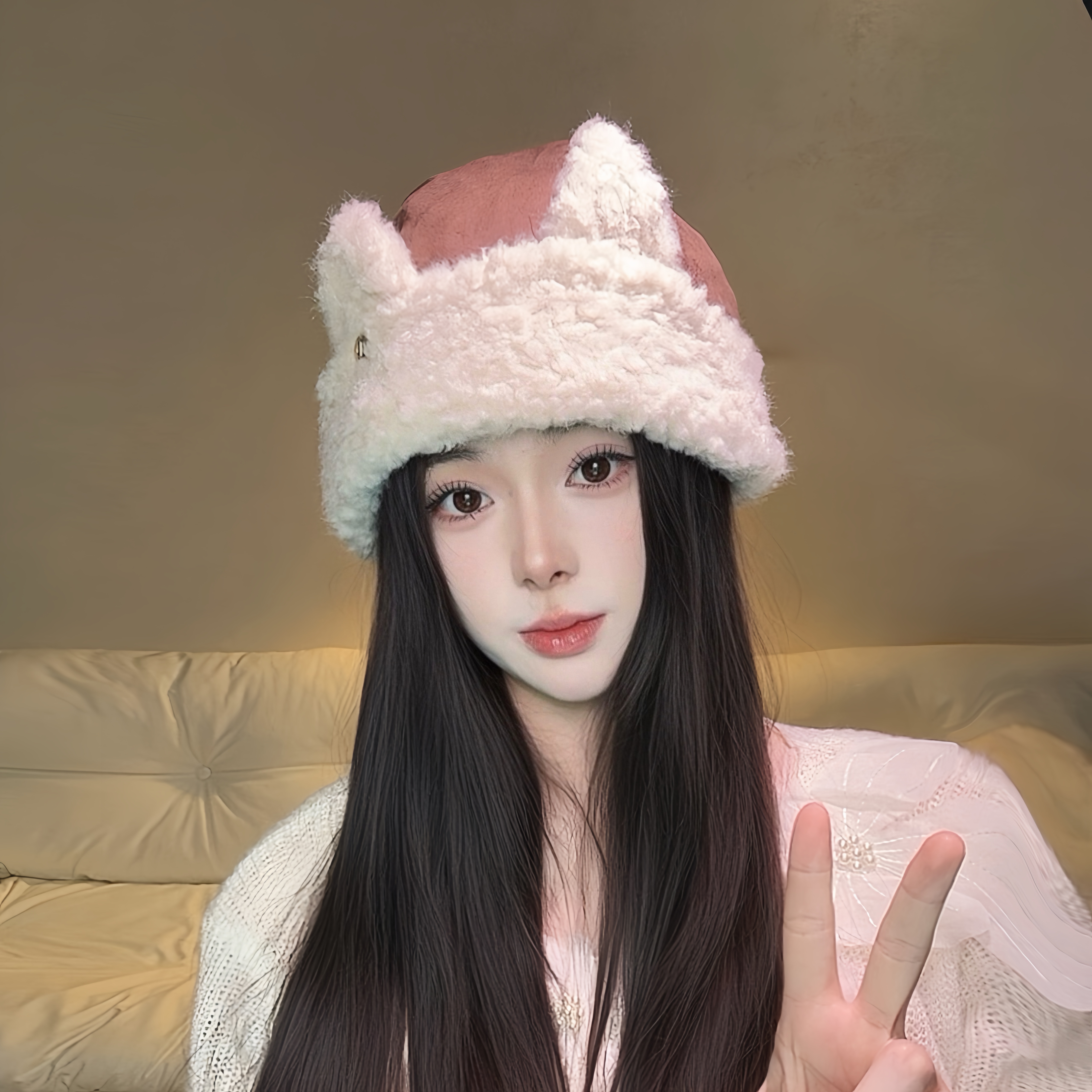 法式盆帽休闲风秋冬女冬季帽子百搭毛绒网红时尚气质网红风毛绒帽