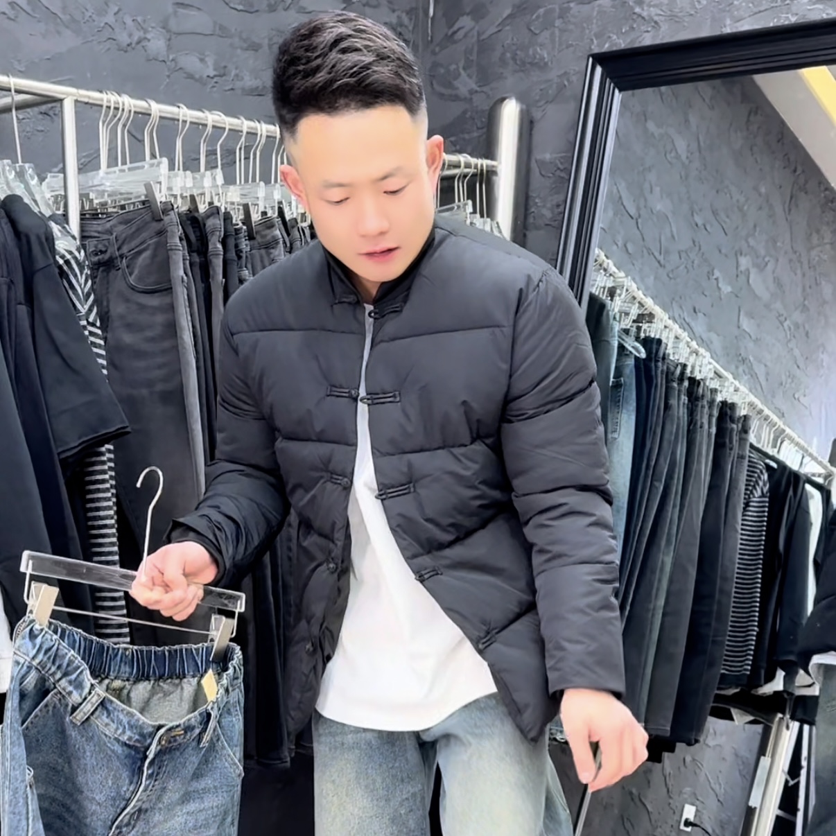 新年款男士立领盘扣纯色简约新中式国风棉衣棉服冬季外套2280