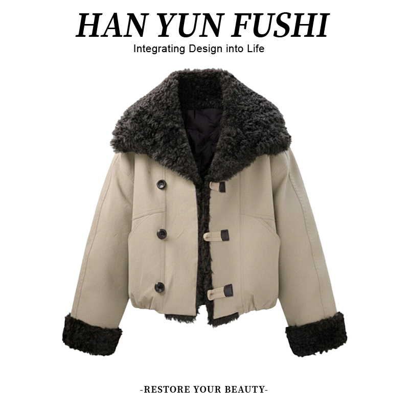 高级感拉满小个子大翻领上衣2025冬新款时尚保暖超好看短款外套女