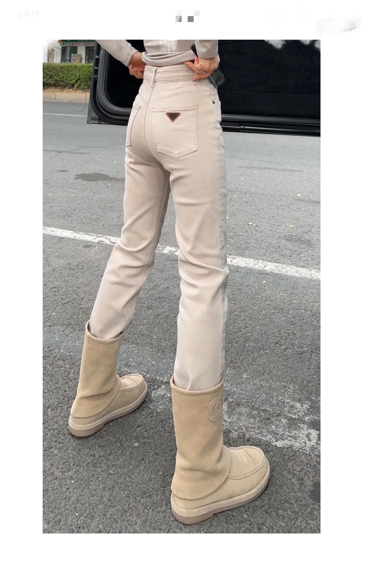 2025小特秋冬常规款通勤窄版直筒裤女牛仔裤韩系微弹长裤轻职风