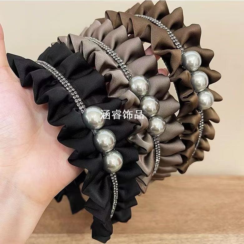 超仙褶皱颅顶发箍女日韩带齿镶钻发卡显脸小洗脸头箍2025新款