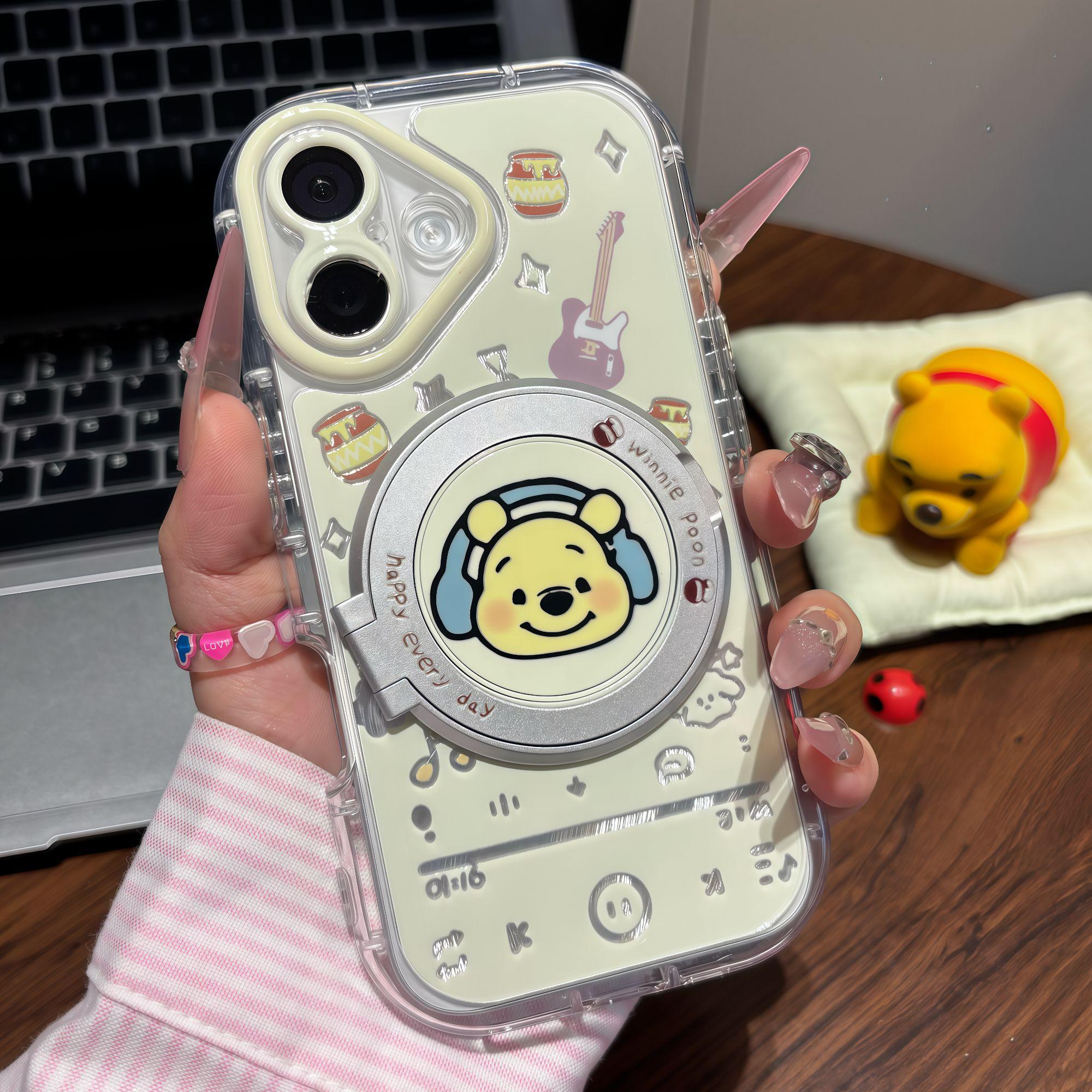 适用苹果16/15可爱草莓熊支架壳新款华为/荣耀/小米/oppo/vivo