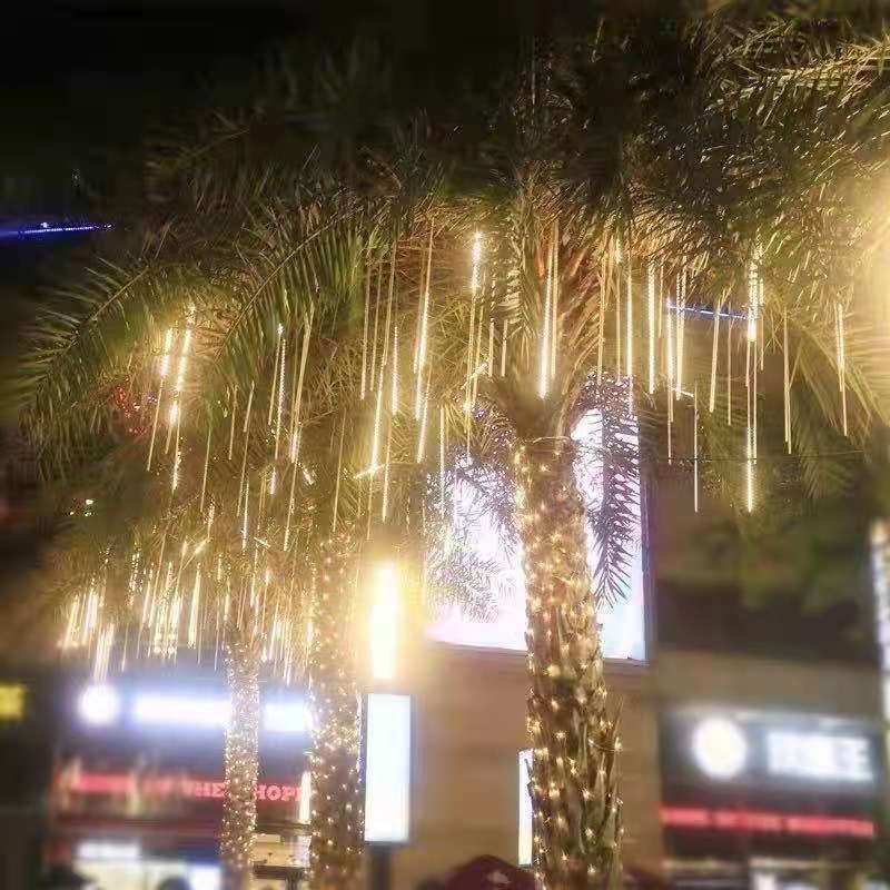 瀑布串灯流星雨灯上的七彩灯满天星闪灯亮化挂树装饰树流星灯灯