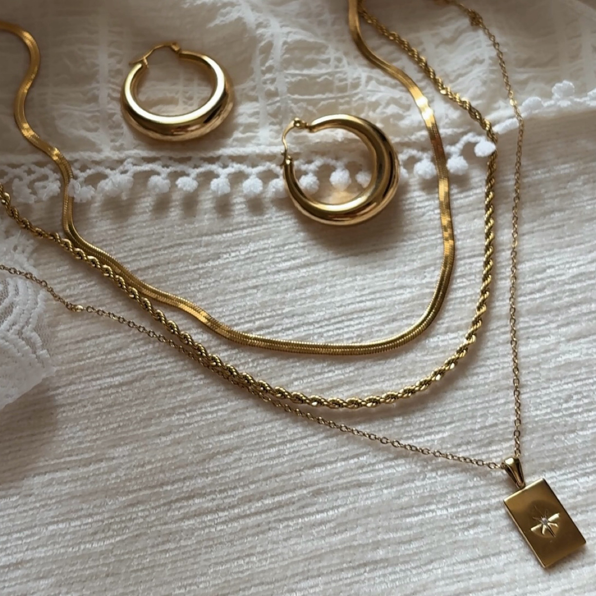 铜合金锆石项链 SHAHIDAM三层项链可分开戴加欧美大耳环气质高档