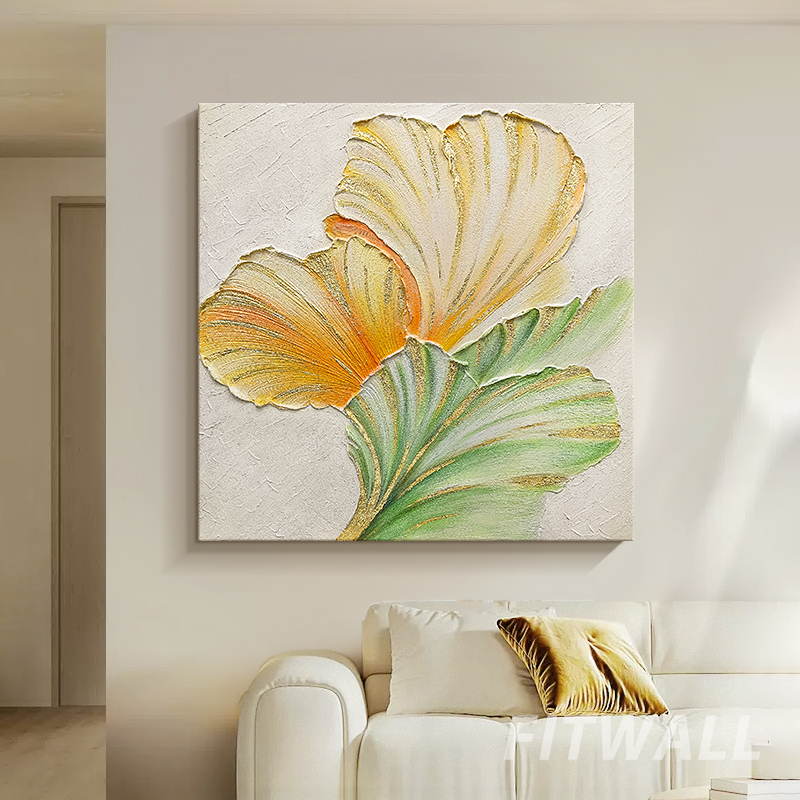fitwall金枝玉叶手绘油画现代轻奢客厅沙发背景墙挂画抽象装饰画