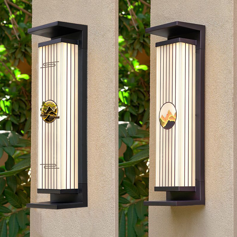 太阳能壁灯户外庭院灯别墅室外防水现代中式大门口两侧门柱外墙灯