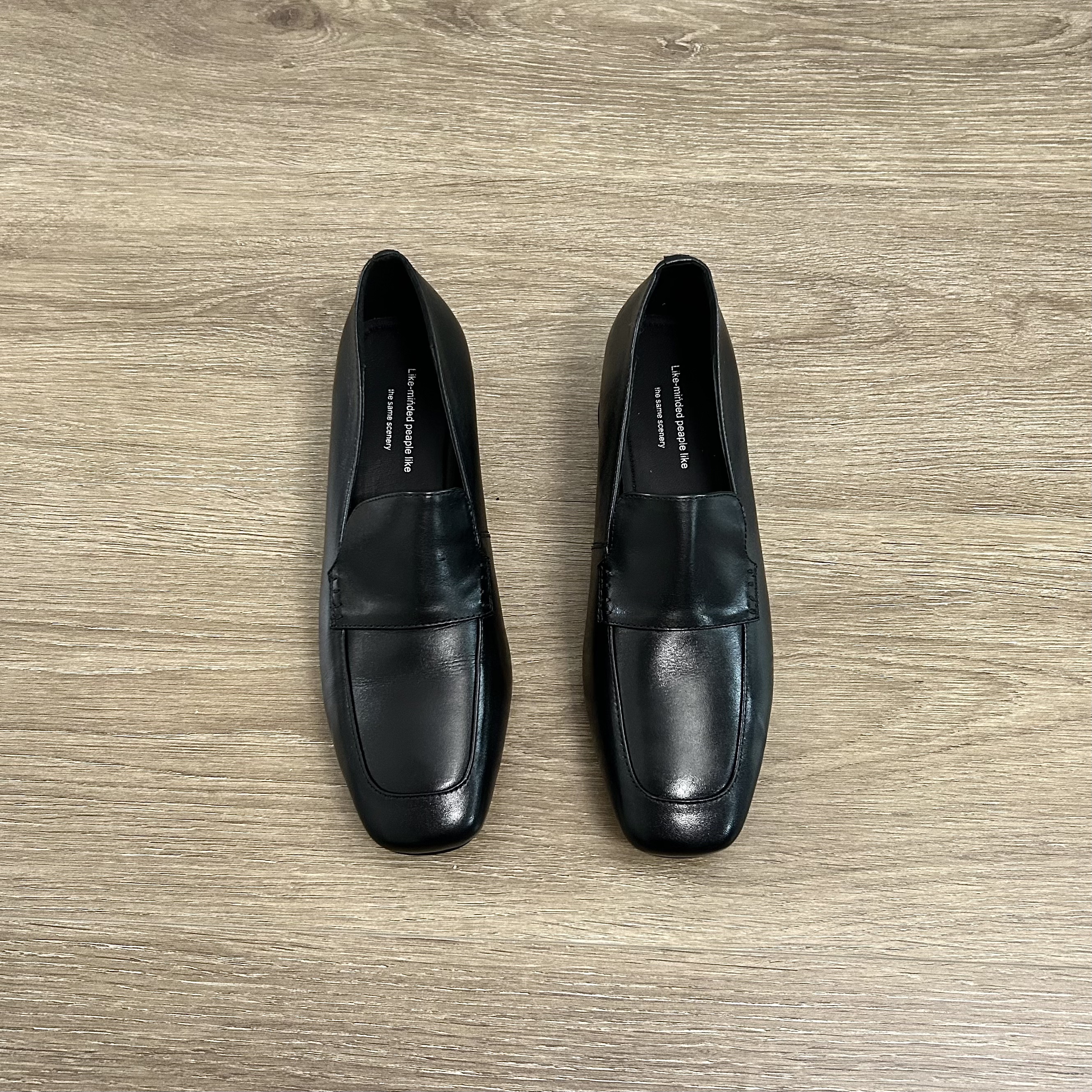 Dannyfrey头层小牛皮韩版时尚方头软皮软底深口一脚蹬女鞋3.5CM