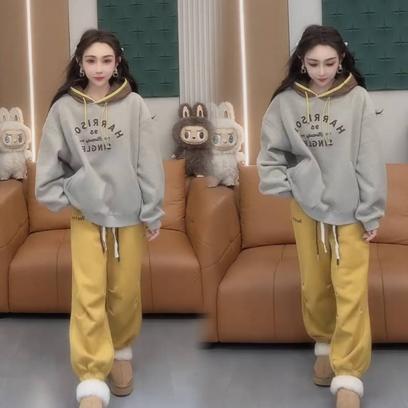 2025秋冬新款时尚显瘦气质网红高档套装女高级百搭宽松大码两件套