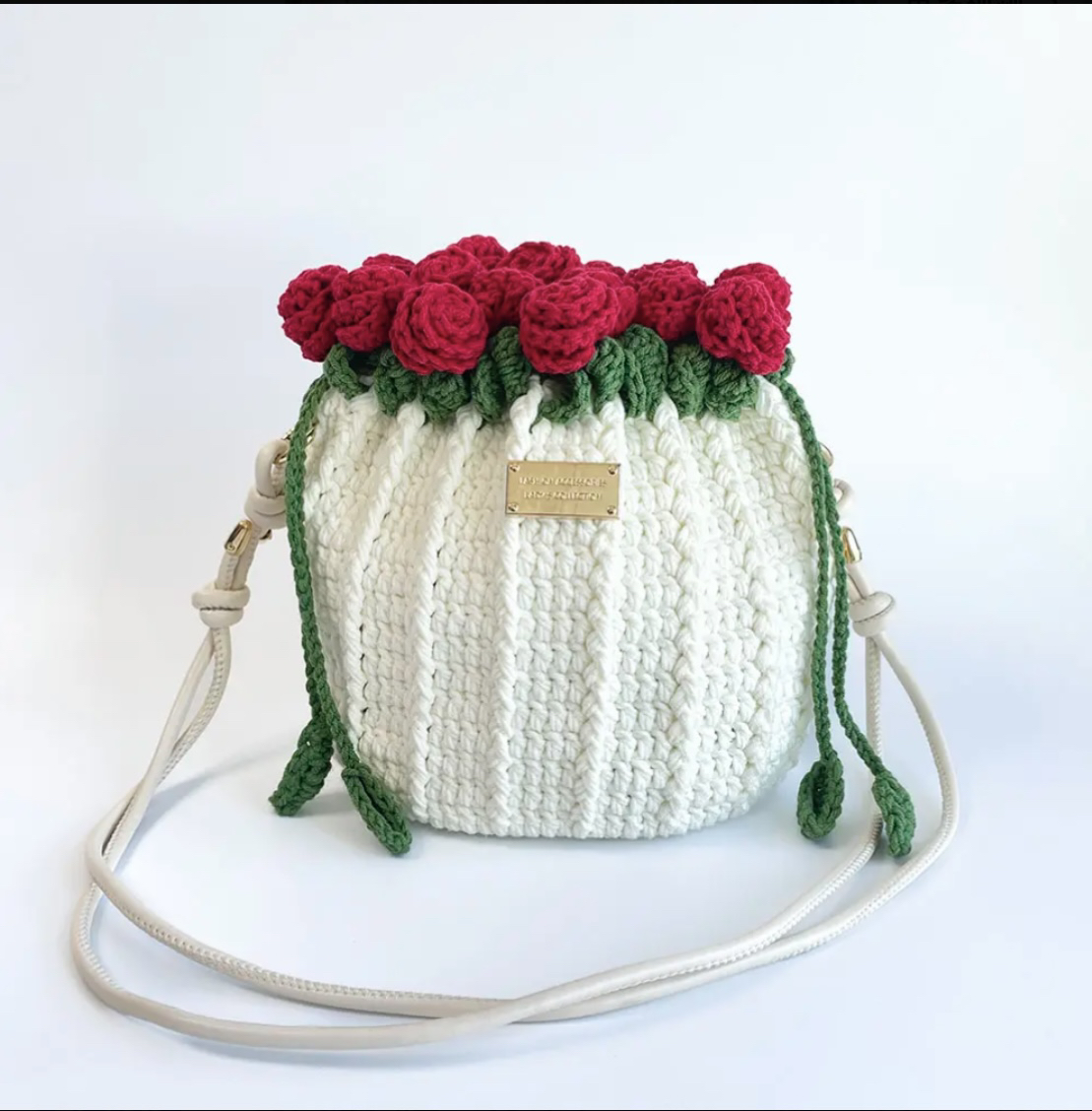 【材料包】玫瑰花包包束口水桶包手工编织钩针diy毛线钩织包有教程