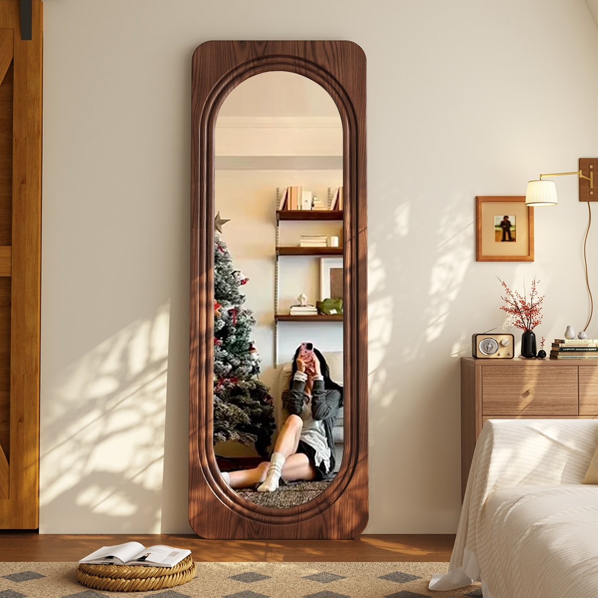 ins风全身镜落地镜家用镜子挂墙卧室穿衣镜高级大镜子可移动镜子