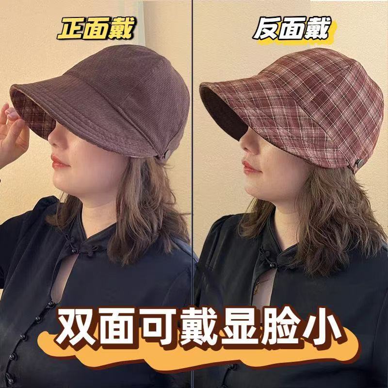 双面露思款帽子复古风保暖马术帽显脸小2025秋冬女士新款鸭舌帽