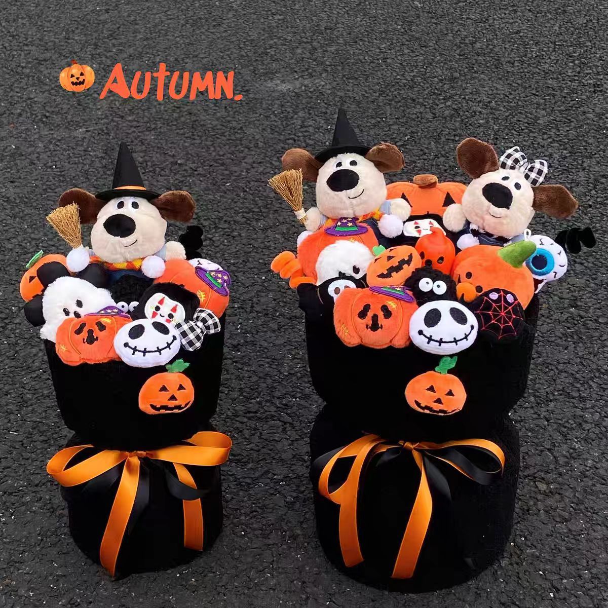可爱女巫扫把圣诞节小狗库洛米玩偶花束南瓜幽灵骷髅创意卡通礼物