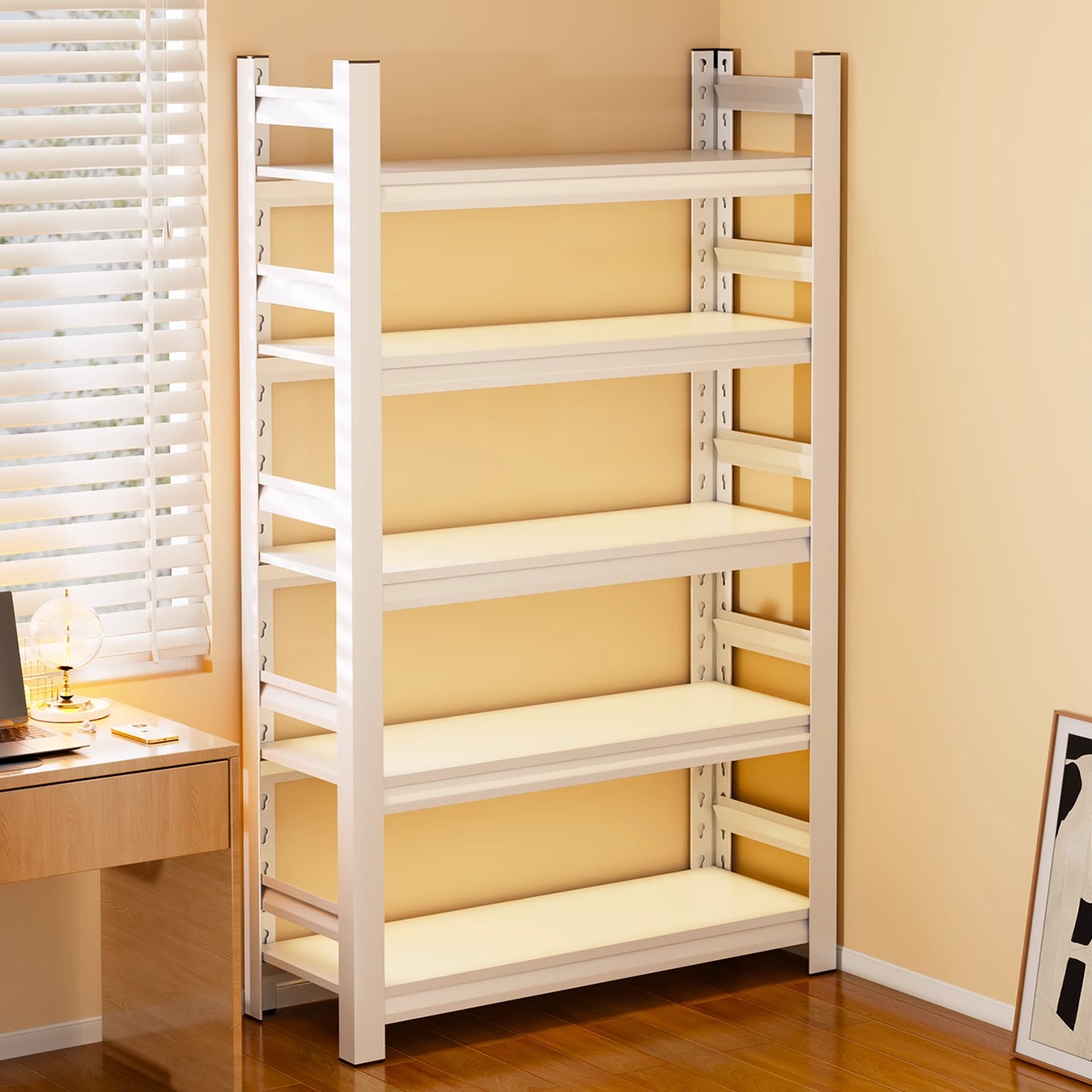 书架置物架落地多层书籍收纳架儿童简易书柜家用一体靠墙储物铁架