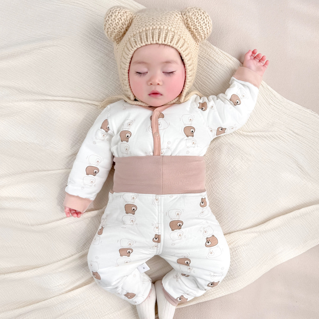 婴儿衣服秋冬天40克薄棉分体宝宝服套装保暖夹棉婴幼儿两件套薄棉