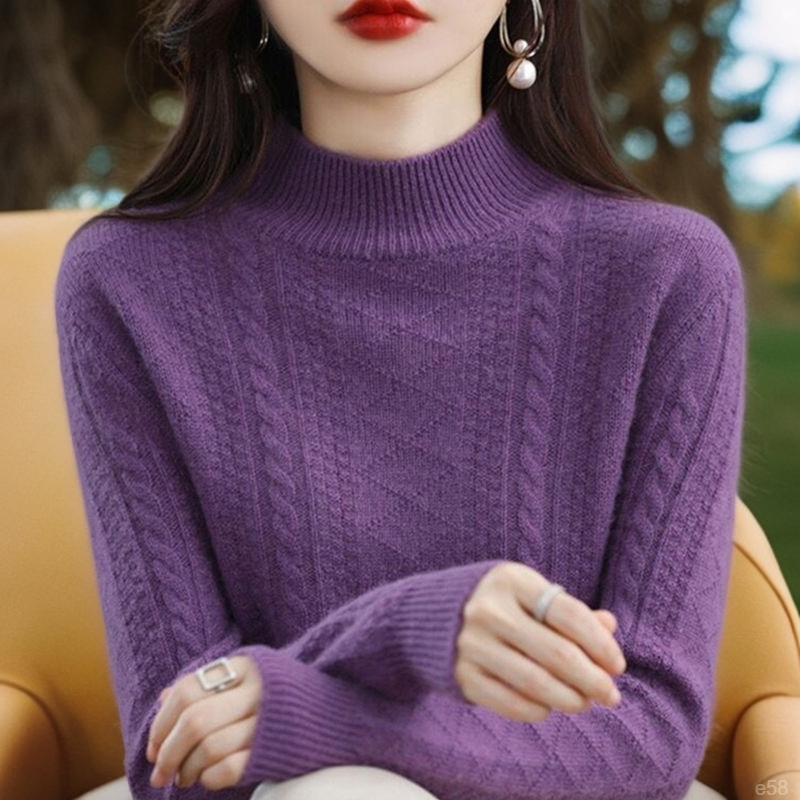 鄂尔多斯市半高领女羊绒衫重磅加厚中年妈妈装百搭保暖宽松羊毛衣