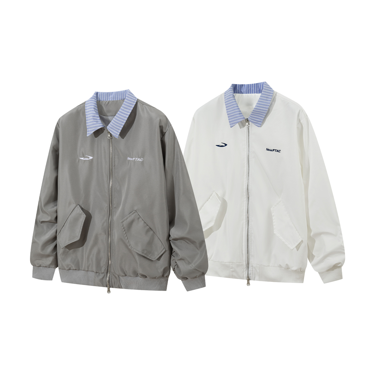 美式复古刺绣假两件翻领棒球服男女2025秋季拼接宽松夹克外套情侣