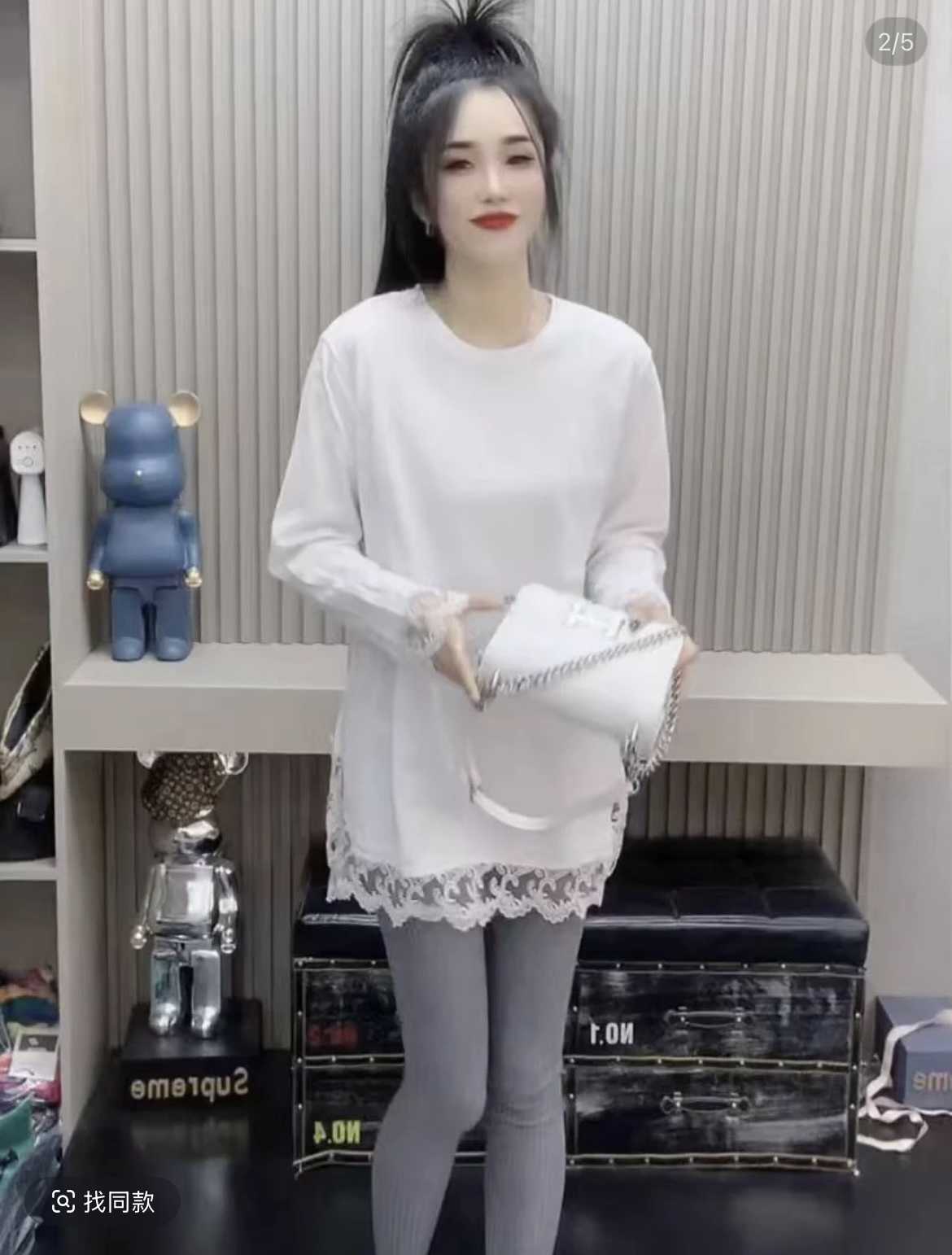 打底衫女2025新款韩版蕾丝拼接百搭大版型t恤宽松显瘦女上衣T恤